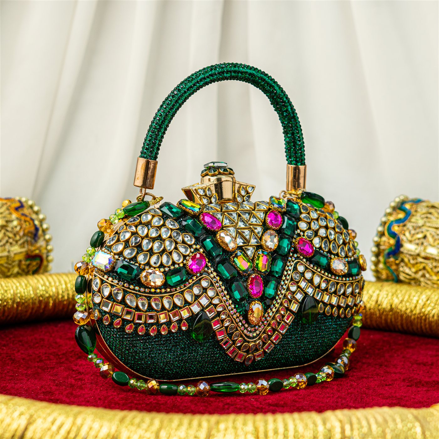 Emerald Jeweled Bridal Clutch