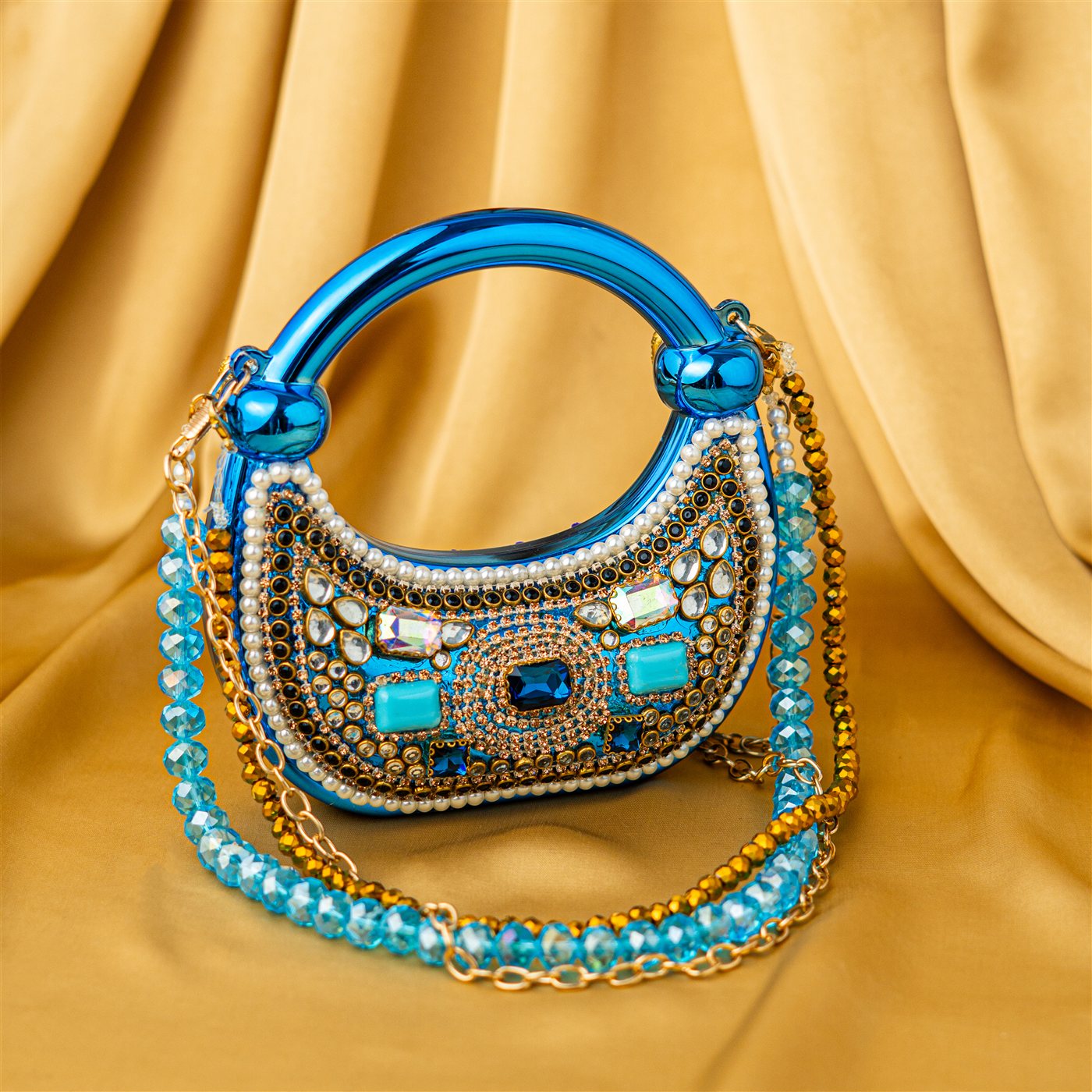 Teal Sapphire Beaded Clutch