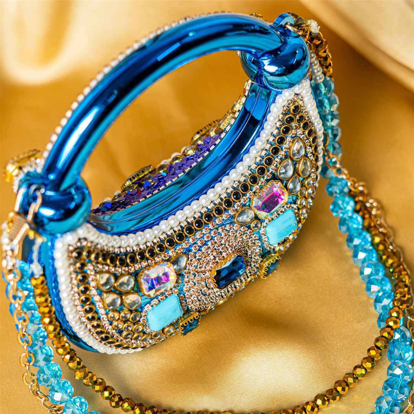 Teal Sapphire Beaded Clutch